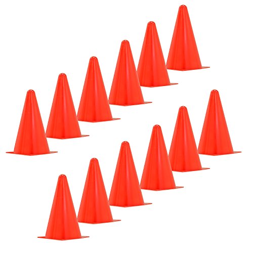 JORESTECH 9" Inch Orange Cones for Sports Agility Traffic Field Road Soccer (Set of 12)