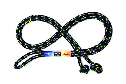 Just Jump It 8' Foot Single Jump Rope for Kids Women and Men - Active Outdoor Youth Fitness Excersing Equipment - Braided Nylon Gym Accessories - color: Black Confetti