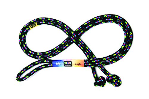 Just Jump It 8' Foot Single Jump Rope for Kids Women and Men - Active Outdoor Youth Fitness Excersing Equipment - Braided Nylon Gym Accessories - color: Black Confetti
