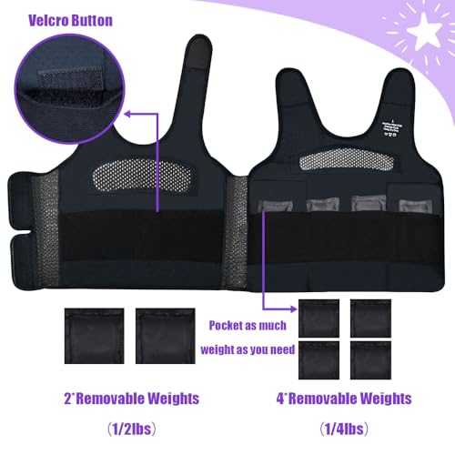 Compression Vest for Kids (Large, Ages 10+) Weighted Vest for Kids Including 6 Removable Weights Purple