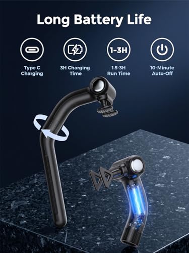 Dual Head Massage Gun for Back Pain Relief, 3-in-1 Percussion Massager with Detachable Long Extension Handle,Deep Tissue Muscle Massager for Neck, Shoulder, Leg, Gift for Men Women Dad Mom