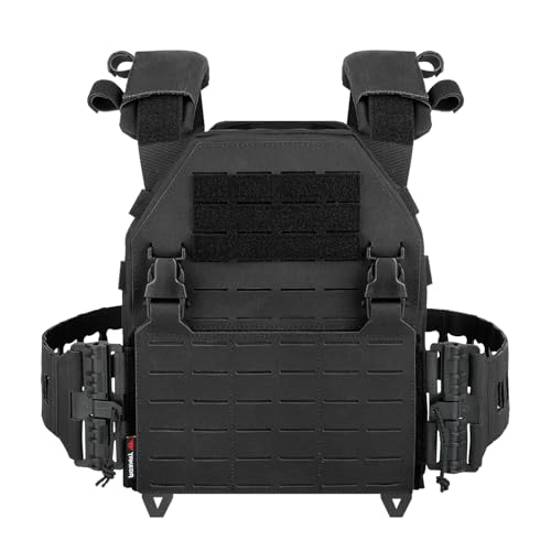 Tactical Vest for Men - Lightweight Quick Release Modular Vest Adjustable Airsoft Vest Outdoor for Running Training - color: Black
