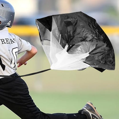 KALLORY Resistance Speed Training Parachute Umbrella with Waist Belt, Black, Running Agility Training Equipment for Football and Adult Speed Workouts