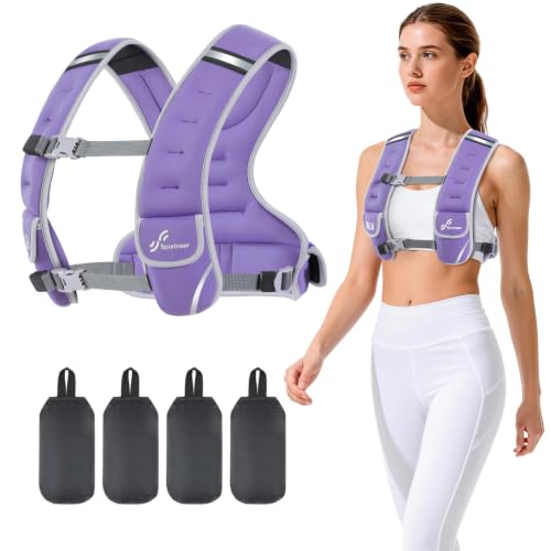 Sportneer Adjustable Weighted Vest Woman: 6-10lb/10-18lb Weighted Vests - color: Purple, size: 6-10 lbs
