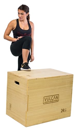 VULCAN 3-in-1 Wooden Plyo Box – Durable Ashwood Plyometric Jump Box for Home Gym and Commercial Training | Safe, Stable & Versatile for Box Jumps, Step-Ups, HIIT and Cross-Training Workouts