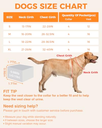 Weighted Dog Vest and Collar Set with 4 Removable 0.88 lb Weight Blocks, No Sand Filling, Training Gear for Medium and Large Dogs, Walking, Conditioning, Muscle Building-L