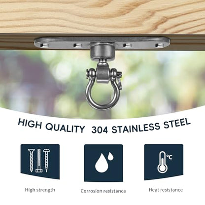 Heavy Duty Stainless Swing Hanger with Smooth Swing Bearings 180°+360°, 1500 lb Capacity for Indoor Outdoor Playground Yoga Hammock Chair Sandbag Porch Swing Bag