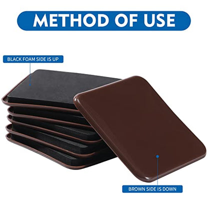 Furniture Sliders, 8pcs 4.7 inch Square Sliders for Furniture on Carpet, Heavy Duty Furniture Movers Sliders - Protect The Surface of Carpet, Easily Move Any Items!