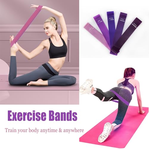 Resistance Bands for Working Out, Pull Up Bands Assistance, Exercise Workout Bands Resistance Set for Men Women 5 Pcs (Purple, 5 Different Levels)