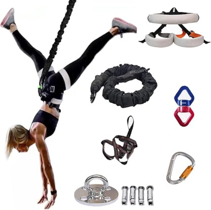 Bungee Resistant Band Anti Breaking, Suspension Aerial Yoga Stretch Rope with Breathable Belt, Bungee Fitness Set for Muscle Building/Body Contouring - size: 57.5-67.5 kg/126.8-148.8 lbs