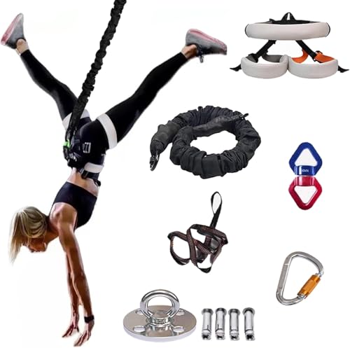 Bungee Resistant Band Anti Breaking, Suspension Aerial Yoga Stretch Rope with Breathable Belt, Bungee Fitness Set for Muscle Building/Body Contouring - size: 57.5-67.5 kg/126.8-148.8 lbs