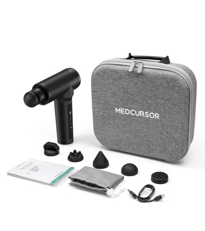Medcursor Massage Gun - High Intensity Brushless Motor, Handheld Percussion Deep Tissue Massager with 6 Massage Heads for Sore Muscle and Stiffness, Gifts for Father/Dad (Black)