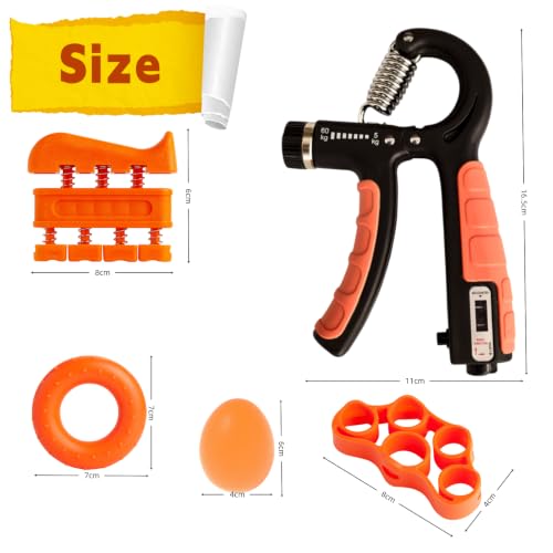 Grip Strength Trainer, Hand Grip Exerciser Strengthener Forearm with Adjustable Resistance 11-132 Lbs (5-60kg) - color: orange