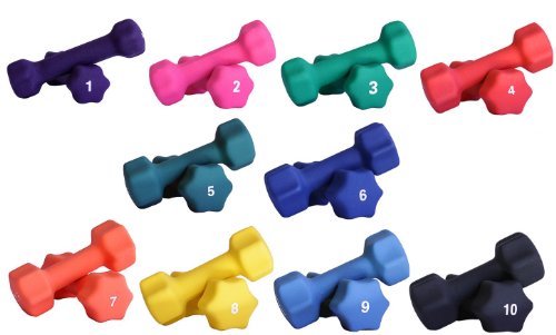 Ader Sporting Goods Neoprene Dumbbell Set- 1, 2, 3, 4, 5, 6, 7, 8, 9, 10 LB 10 Pairs, Rack not included