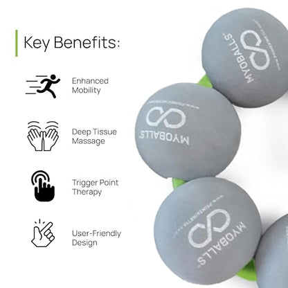 PRIMEKINETIX MyoBalls Massage Therapy Balls - 360° Relief for Plantar Fasciitis, Shin Splints, Tight Calves & IT Band - Deep Tissue Trigger Point Tool for Athletes & Active Lifestyles - 7 Ball Set