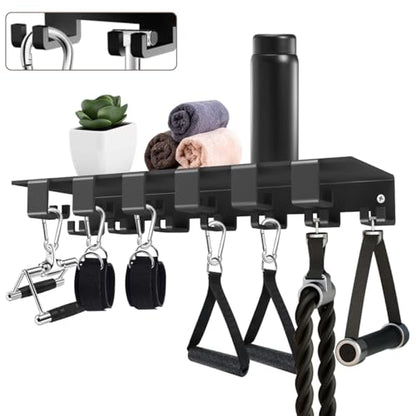 Floating Shelf Organizer Compatible with Tonal Accessories Home Gym Weight Storage Equipment Hanger Metal Rack Holder Wall Mount with Hooks T-Lock Adapters Bracket Hanger Workout Fitness (Style 2)