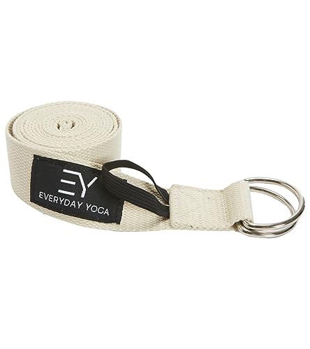 Everyday Yoga Strap with Metal D-Ring Athletic Stretching, 6ft/8ft/10ft - color: Natural, size: 6 Foot