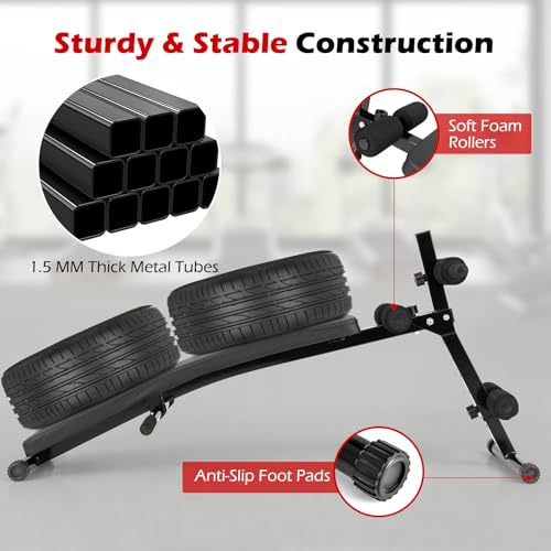 Sit Up Bench, Folding Exercise Bench Ab Workout Equipment, Adjustable Decline Workout Bench for Home Gym