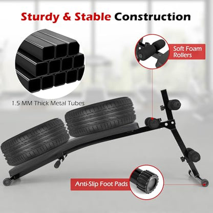 Sit Up Bench, Folding Exercise Bench Ab Workout Equipment, Adjustable Decline Workout Bench for Home Gym