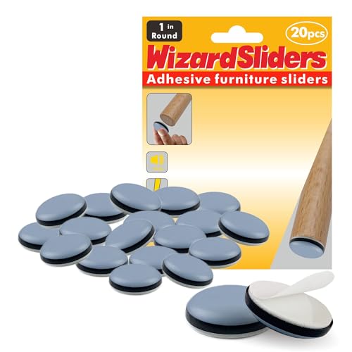 20 PCS PTFE(Teflon) 1 inch Furniture Glides Sliders, Furniture Sliders for Carpeted & Hardwood Floors,Chair Leg Floor Protectors, Self-Adhesive Small Appliance Sliders - size: 1 inch(20pcs)
