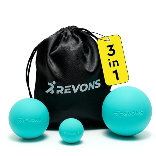 3 in 1 Massage Ball Set - Lacrosse Balls for Myofascial Release, Back Pain Relief, Face Fitness, Trigger Points, Yoga, Physical Therapy, Muscle Recovery and Soft Deep Tissue Massage (Turquoise)