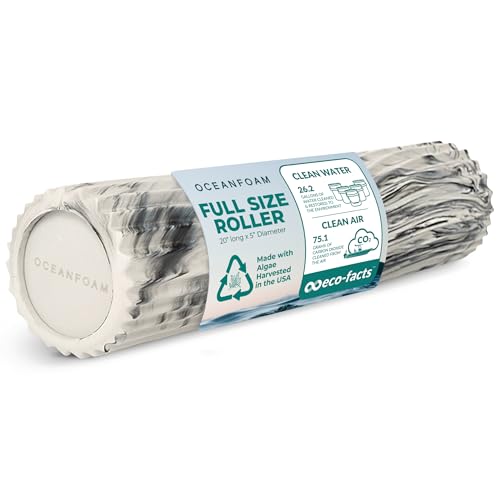Tidal Roller - Black Marbled - Muscle Massage Foam Roller for Back Pain & Stretching - Firm and Ergonomic Wide Wave Textured - Yoga, Athletics, & Wellness - Full Size, 20" x 5" - color: Black Marbled