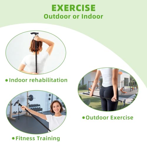 Shoulder Pulley for Physical Therapy, Foldable Shoulder Wand Rotator Cuff Rehab – Portable & Shoulder Reliever with Hook, Lightweight Stretching Tool – Durable Shoulder Exercise Equipment (Black)