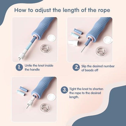 Redify Beaded Jump Rope for Kids,Tangle-Free Segmented Kids Jump Rope with Soft Anti-slip Handles,Adjustable Jumping Rope for Women