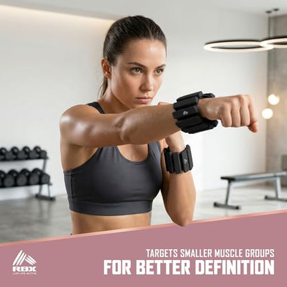 RBX Adjustable Ankle & Wrist Weights, Customizable for Pilates, Yoga, Walking, Barre, Home Workouts & Strength Training
