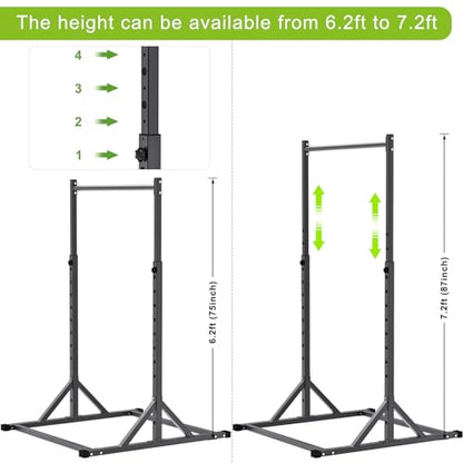 SELEWARE Power Cage Accessories, Dip Handles, Pull‑Up Stations, and Multi‑Grip Training Attachments - color: 2" x 2" Rack with Dip Bar