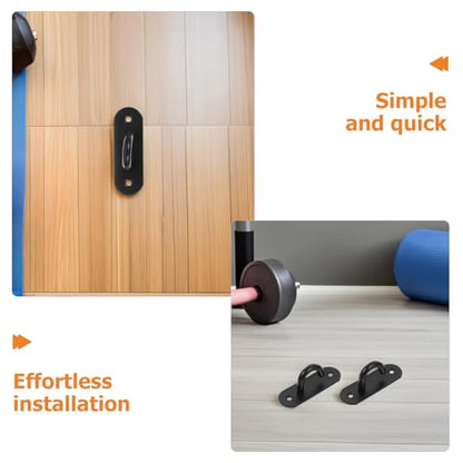 6pcs Resistance Band Wall Anchor Kit with Stainless Steel Black Eye Hooks, Heavy-Duty Wall Mounts for Home Gym Strength Training, Yoga Strap and Battle Rope Attachment