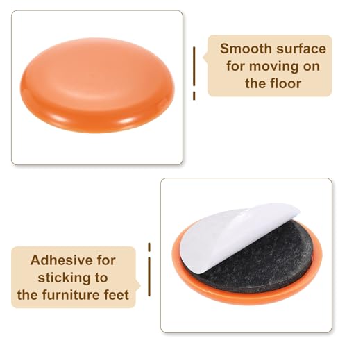 uxcell 20Pcs Furniture Sliders, 1/1/2 Inch Round Self-Adhesive Carpet Furniture Moving Pads Gliders Floor Protectors for Carpeted Tile Vinyl Hardwood Floors, Orange - size: 1/1/2 Inch