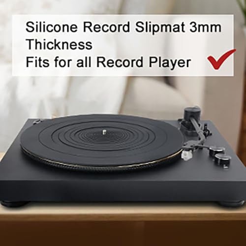 Turntable Mat, 12" Rubber Silicone Platter Slipmat Universal to All Hi-Fi Record LP Players by Gartopvoiz, Reduced Vibration, 3mm Thick - size: 12"