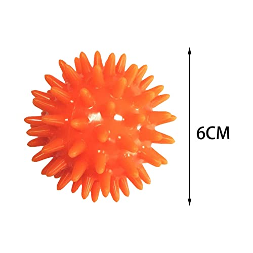 Spiky Massage Ball Exercise Ball 6cm Diameter Travel Pocket Size Foot Massage Ball, 9mm Long Spiked Massage Roller for Head Face Neck Hand Palms Back, Orange