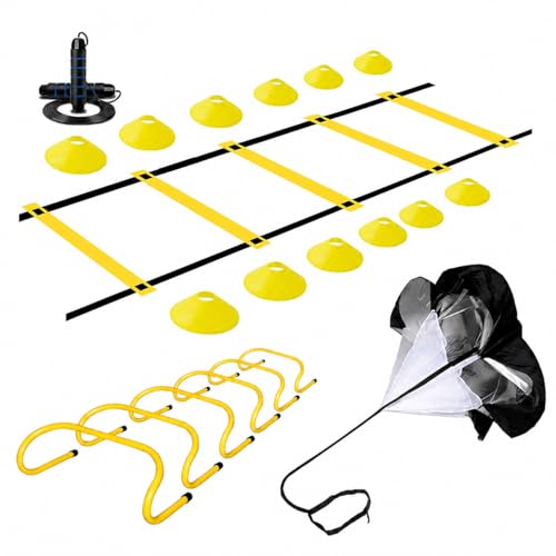 Sport Training Equipment Set, Yellow Agility Ladder, Training Cones, Kick & Juggling Aids, Storage Bag