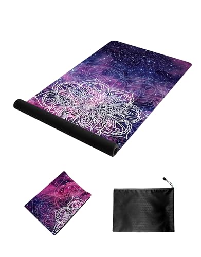 nuveti Printed Travel Yoga Mat-1/16 Inch Thick Non Slip Fitness Workout Mat with Carrying Bag, Foldable Lightweight Suede & Natural Rubber Yoga Mat for Yoga Pilates and Fitness 72" L x 24" W x 1.5mm