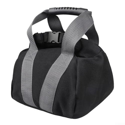 Adjustable Canvas Kettlebell Sandbag with Handle for Home Gym Strength Training, Portable Empty Weight Bag for Yoga Pilates Resistance Workout, Black