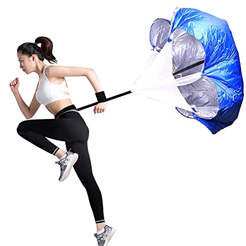 Resistance Parachute Running Umbrella, Speed Resistance Training Parachute Equipment with Adjustable Belt, Kids/Adult Fitness Explosive Power Training(Color:Blue) - color: Blue
