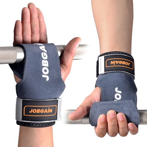 Weight Lifting Wrist Strap, Double Layer Leather Wrist Strap for Deadlift and Powerlifting, Adjustable Neoprene Padded Wrist Wraps, for Men & Women, 1 Pair - color: Grey