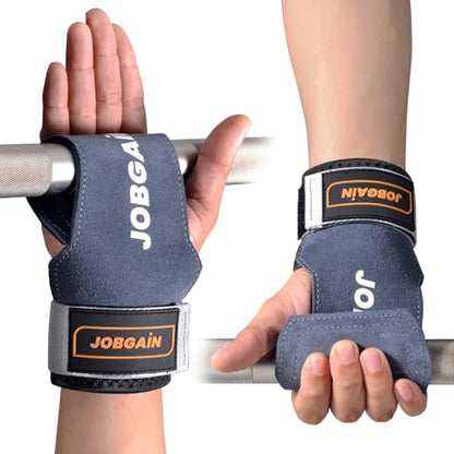 Weight Lifting Wrist Strap, Double Layer Leather Wrist Strap for Deadlift and Powerlifting, Adjustable Neoprene Padded Wrist Wraps, for Men & Women, 1 Pair - color: Grey