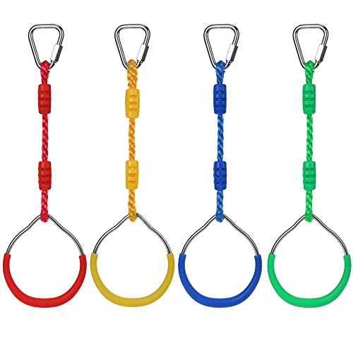 4Pack Gymnastics Rings for Kids,Colorful Ninja Climbing Rings for Backyard - color: 4pcs Color