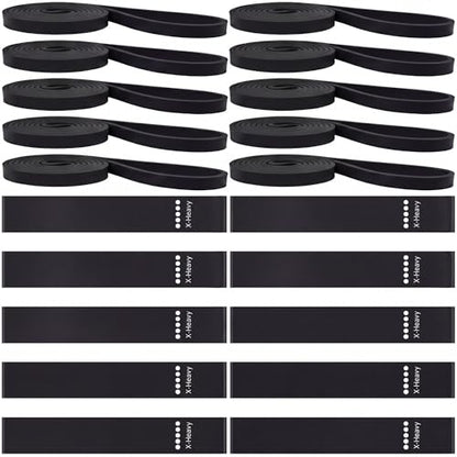 Outus 20 Pcs Resistance Bands Set 10 Resistance Loop Exercise Bands 10 Pull Up Strength Training Physical Therapy for Women Men Home Gym Workout Pilates Yoga Glutes Leg Full Body - color: Black