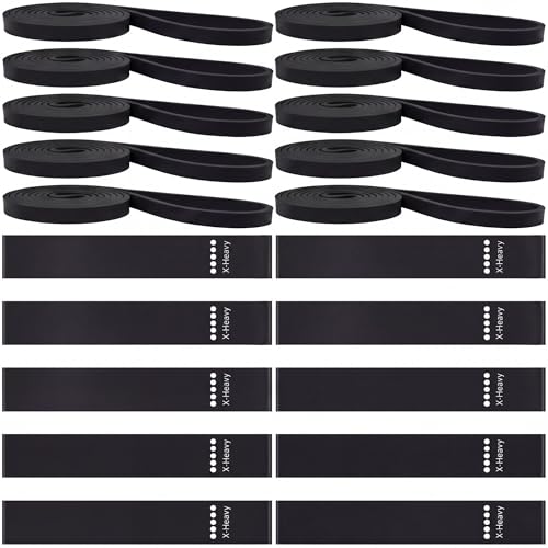 Outus 20 Pcs Resistance Bands Set 10 Resistance Loop Exercise Bands 10 Pull Up Strength Training Physical Therapy for Women Men Home Gym Workout Pilates Yoga Glutes Leg Full Body - color: Black