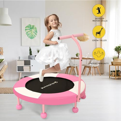 SkyBound 36 Inch Indoor Trampoline for Kids - Kids Trampoline Indoor with Handle - Toddler Trampoline with Upgraded 2.0mm Steel Pipe and Handlebar - Mini Indoor Trampoline for Kids Age 3 and Above - style: Pumpkin