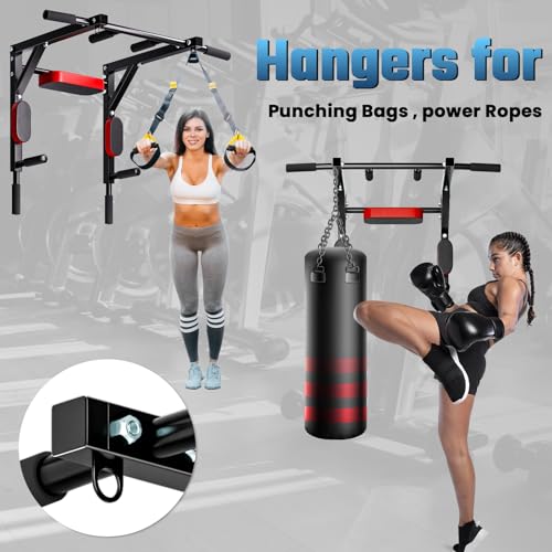 YOXIER Pull up Bar,Calisthenics Equipment,Wall Mounted Pull Up Bar and Dip Station,Chin Up Bar Dip Station for Home Gym,Heavy Duty Indoor Exercise Equipment Support to 440 Lbs US Fast Arrive