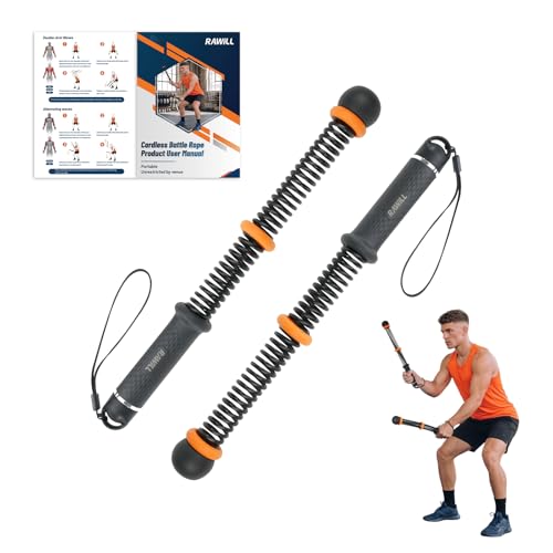 RAWILL Weighted Ropeless Battle Ropes for Home Gym, Portable Cordless Workout Equipment for HIIT, Strength, High Calorie Burn & Low-Impact Cardio for Men & Women, with Storage Bag & Workout Guide