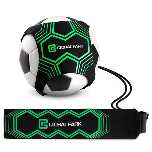 Global Park Soccer Trainer Adjustable Waist Belt - Football Training Equipment Aid for Ball Control, Passing & Shooting, Kick Throw Trainer Solo Practice Volleyball, Rugby for Kids Adults at Home - color: Green
