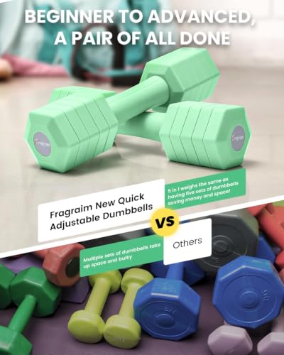 Adjustable Dumbbell Set, 4-in-1 Hand Weights, 5/6 LB Pair for Women Men - color: Green, style: 12 lbs Pair [6 lbs Each]