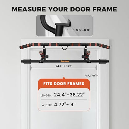 Sportneer 2026 Upgraded Pull up Bar for Doorway Pull Up Bar with Rotating Handles, Multi-Grip Door Pull Up Bar Upper Body Trainer, 440 lb Capacity, Home Gym Strength Training