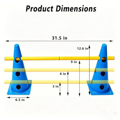 12 Dog Agility Hurdle Cones 3 Heights for Dog Training (Blue) - color: SLV-Hurdle Cone 12